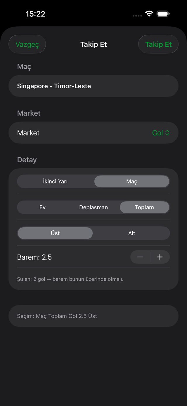 Kickly barem takip ekranı